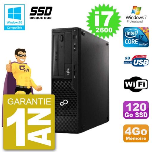 Fujitsu Esprimo E500 E85+ Desktop PC - i7-2600, 4GB RAM, 120GB SSD, DVD, WiFi, Windows 7 Pro