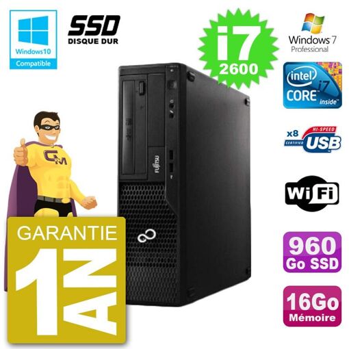 Fujitsu Esprimo E500 E85+ DT Desktop - i7-2600, 16GB RAM, 960GB SSD, DVD, WiFi, Windows 7 Pro