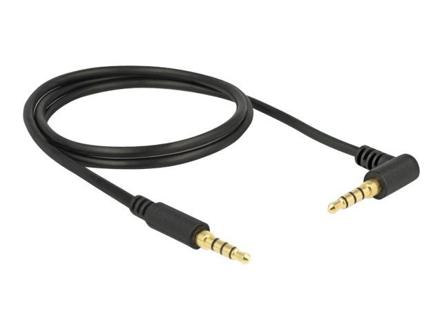 Delock Audio Cable - 1m, Mini Jack 4-Pole Male to Mini Jack 4-Pole Male Inclined, Black