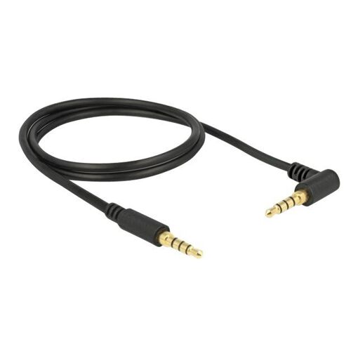 Cable de audio Delock - 1 m, mini jack 4 polos macho a mini jack 4 polos macho inclinado, negro