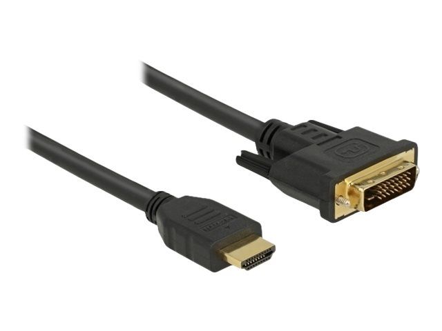 Delock HDMI to DVI-D Adapter Cable - 50 cm - Triple Shielded - Black - Knurled Nuts
