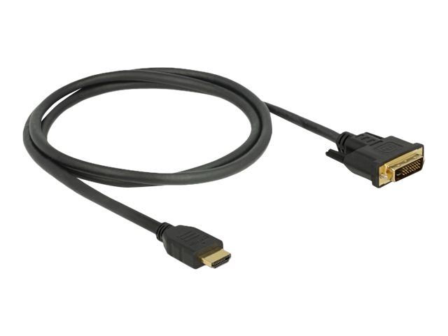 Delock HDMI to DVI-D Adapter Cable - 1m - Triple Shielding - Black - Knurled Nuts