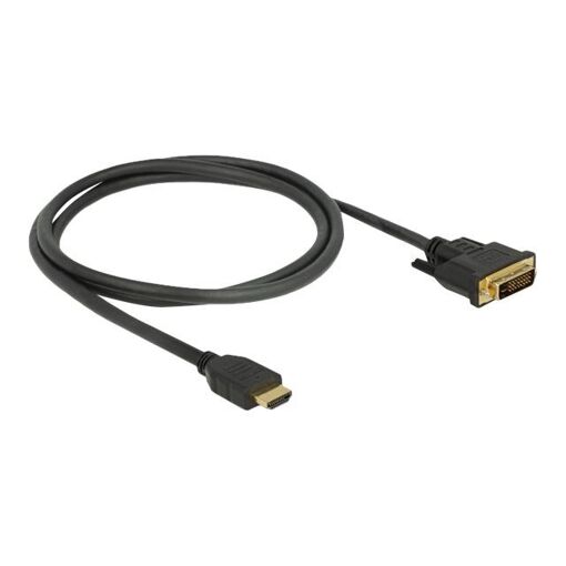 Adaptateur câble Delock HDMI vers DVI-D - 1 m - Blindage triple - Noir - Écrous canelés