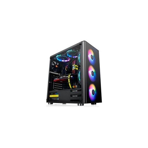 Thermaltake V200 TG RGB - Caja de servidor ATX de media torre con panel de vidrio templado - Negro