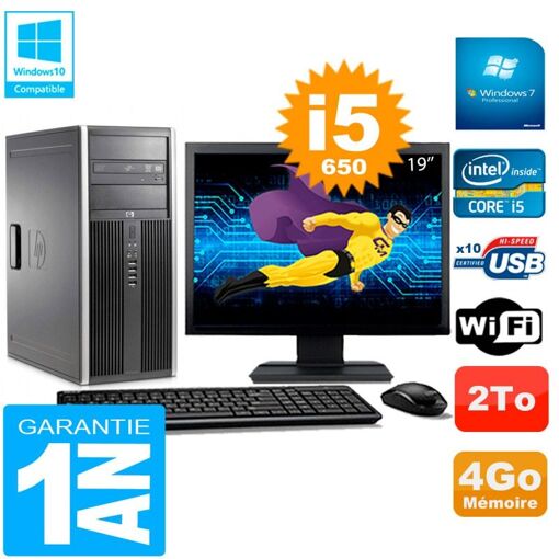 HP 8100 Tour PC - 19" Screen, Core i5-650, 4GB RAM, 2TB Hard Drive, DVD Burner, WiFi, Windows 7 Pro