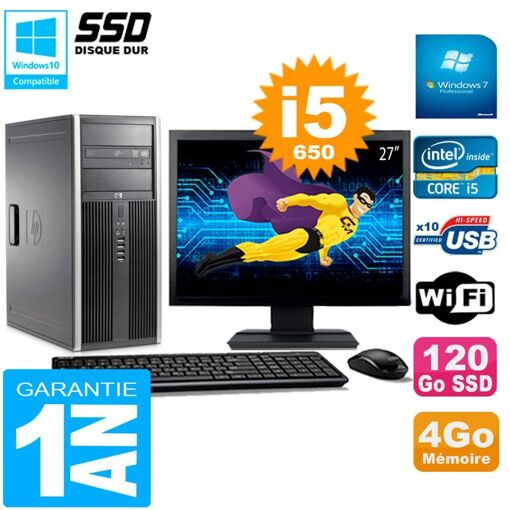 HP 8100 Tour PC - 27" Display, Core i5-650, 4GB RAM, 120GB SSD, DVD Burner, Wifi, Windows 7 Pro