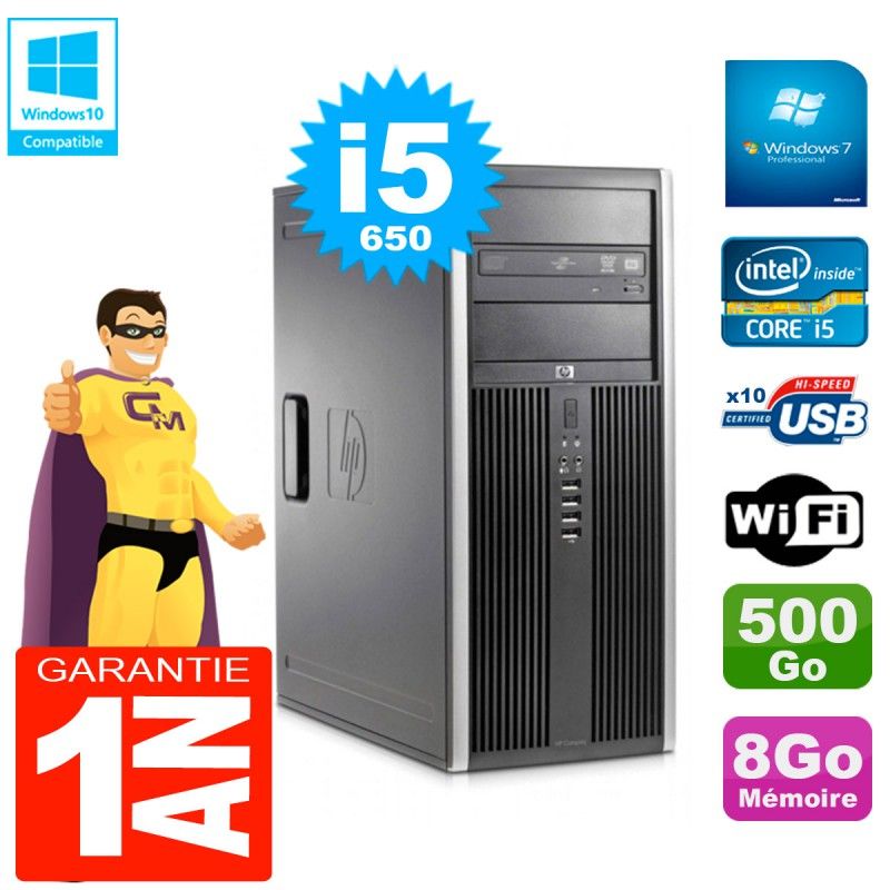 HP 8100 Tour Computer, Core i5-650, 8GB RAM, 500GB Hard Drive, DVD Burner, WiFi, Windows 7 Pro