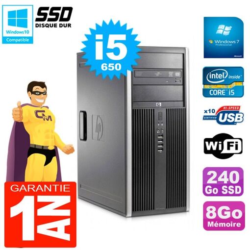 HP 8100 Tour PC - Core i5, 8GB RAM, 240GB SSD, DVD Drive, WiFi
