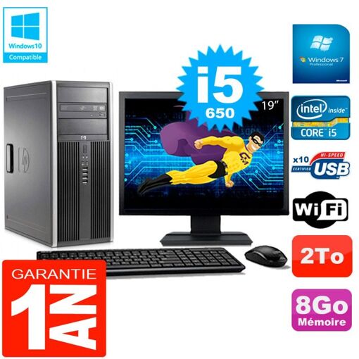 HP 8100 Tour PC - 19" Screen, Core i5-650, 8GB RAM, 2TB Hard Drive, DVD Drive, WiFi, Windows 7 Pro