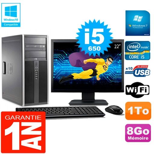 HP 8100 Tour PC - 22" Screen, Core i5-650, 8GB RAM, 1TB Hard Drive, DVD Burner, Wifi, Windows 7