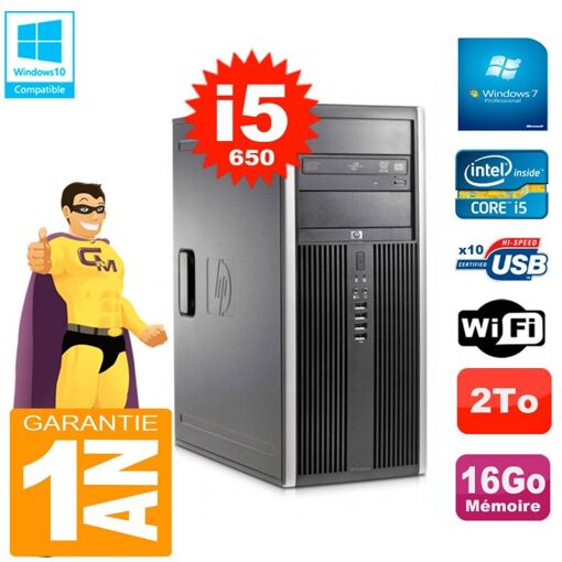 HP 8100 Tour PC - Core i5, 16GB RAM, 2TB Hard Drive, DVD Burner, WiFi