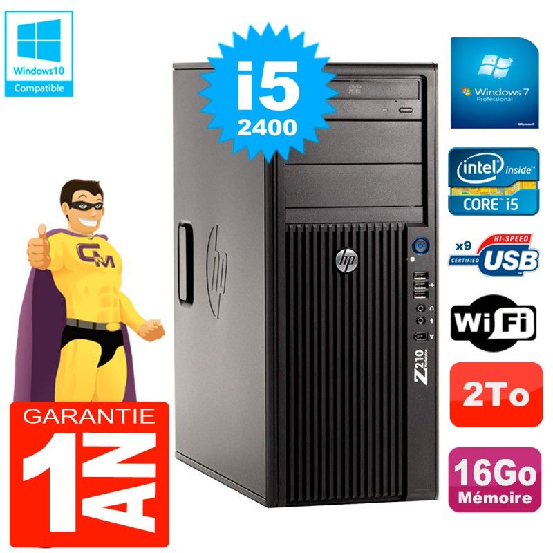 HP WorkStation Z210 Tour - Core i5-2400, 16GB RAM, 2TB HDD, DVD Burner, WiFi, Windows 7 Pro