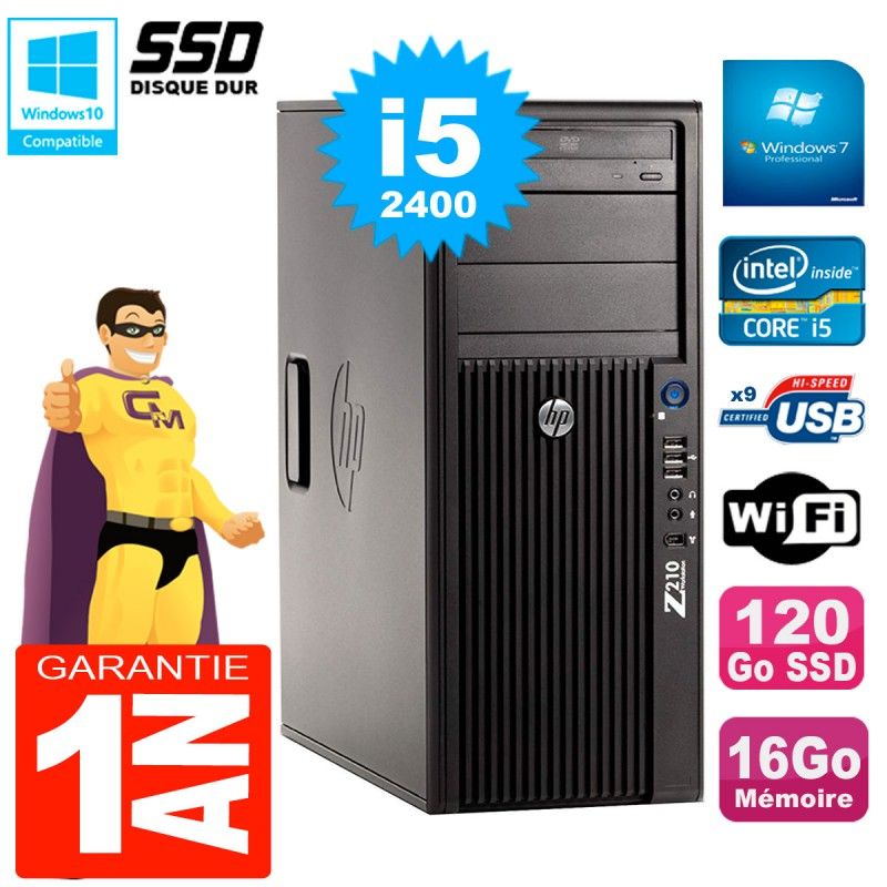 HP WorkStation Z210 Tour - Core i5-2400, 16GB RAM, 120GB SSD, DVD Burner, WiFi, Windows 7 Pro