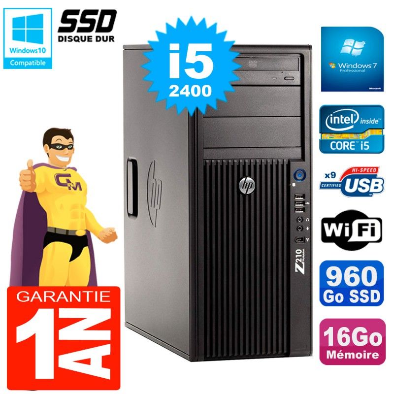 HP WorkStation Z210 Tour - Core i5, 16GB RAM, 960GB SSD, DVD Drive, Wifi, Windows 7 Pro