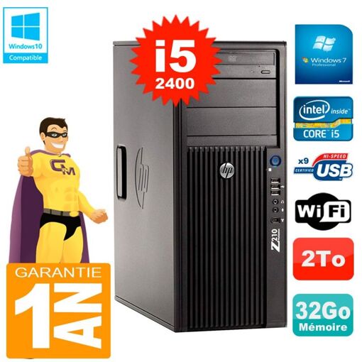 HP WorkStation Z210 Tour - Core i5-2400, 32GB RAM, 2TB HDD, DVD Drive, WiFi, Windows 7 Pro