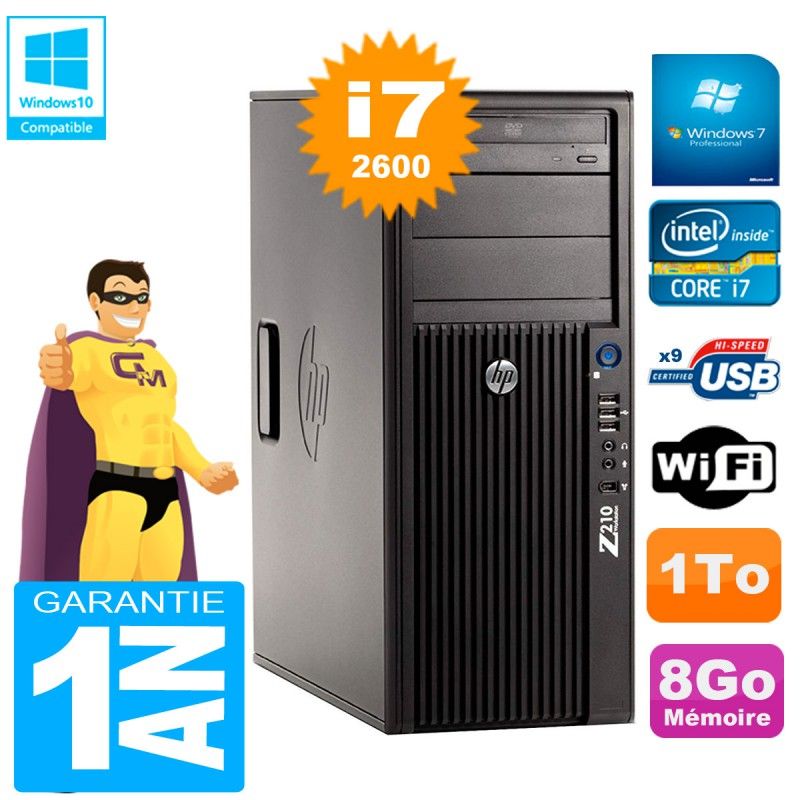 HP WorkStation Z210 Tour - Core i7-2600, 8GB RAM, 1TB HDD, DVD Drive, Wifi, Windows 7 Pro