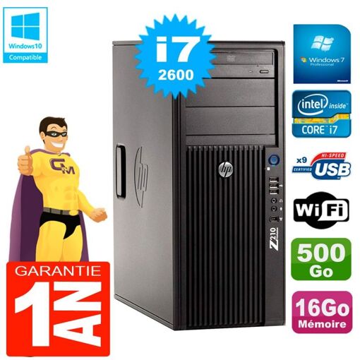 HP WorkStation Z210 Tour - Core i7-2600, 16GB RAM, 500GB HDD, DVD Burner, WiFi, Windows 7 Pro