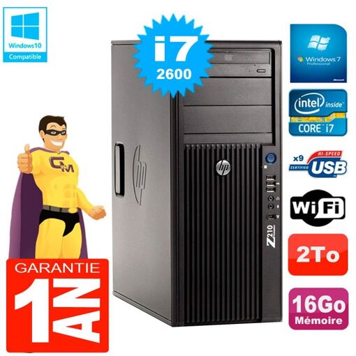 HP WorkStation Z210 Tour - Core i7-2600, 16GB RAM, 2TB HDD, DVD Writer, WiFi, Windows 7 Pro
