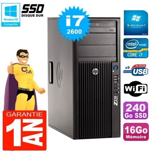 HP WorkStation Z210 Tour - Core i7-2600, 16GB RAM, 240GB SSD, DVD Drive, WiFi, Windows 7 Pro