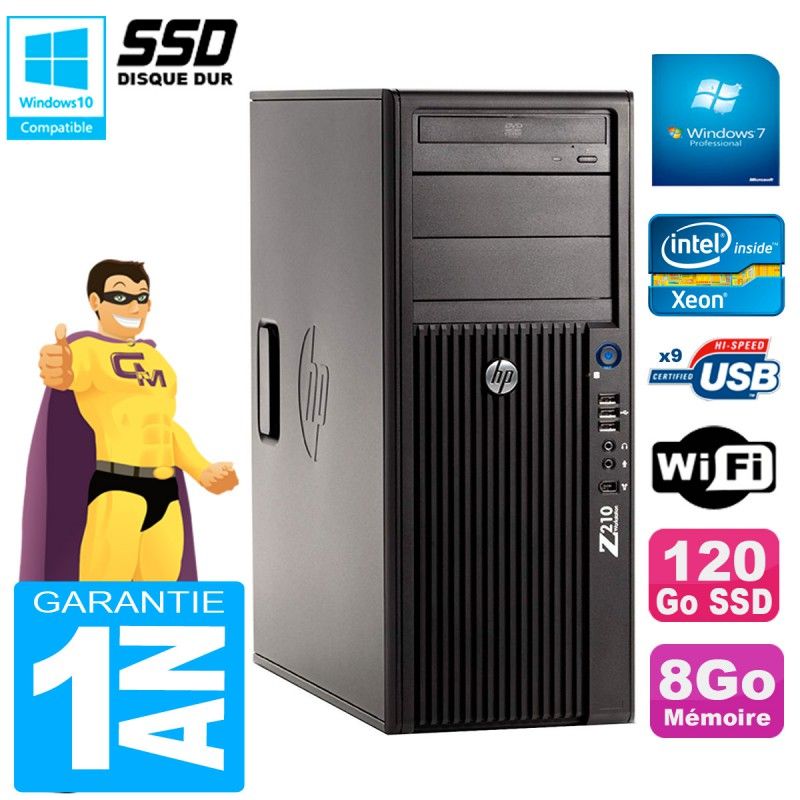 HP WorkStation Z210 Tour - Intel Xeon E3-1240, 8GB RAM, 120GB SSD, DVD Burner, Wifi, Windows 7 Pro