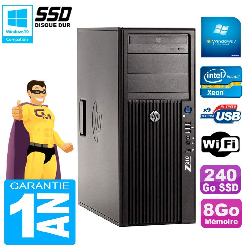 HP WorkStation Z210 Tour - Intel Xeon E3-1240, 8GB RAM, 240GB SSD, DVD Burner, WiFi, Windows 7 Pro