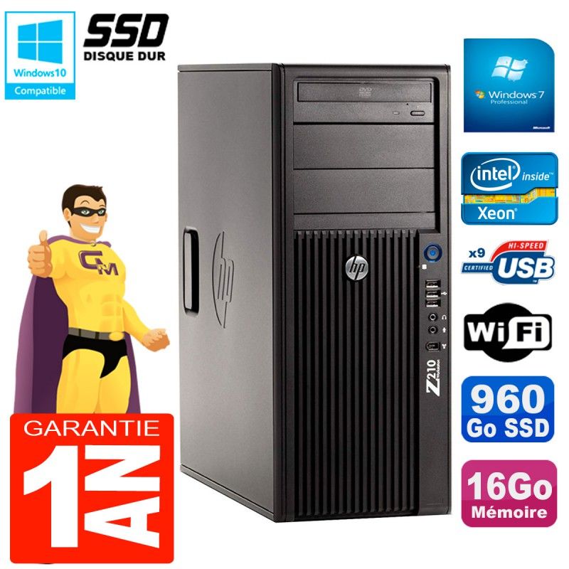 HP WorkStation Z210 Tour - Intel Xeon E3-1240, 16GB RAM, 960GB SSD, DVD Writer, WiFi
