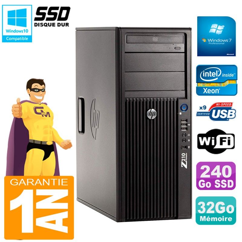 HP WorkStation Z210 Tour - Intel Xeon E3-1240, 32GB RAM, 240GB SSD, DVD Drive, WiFi, Windows 7 Pro