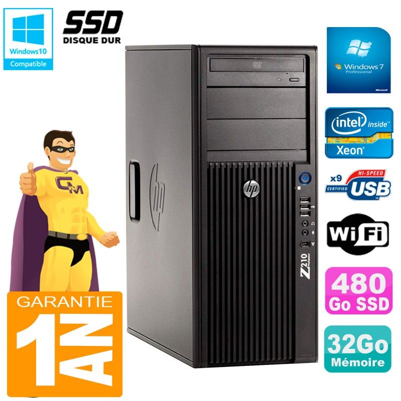 HP WorkStation Z210 Tour - Intel Xeon E3-1240, 3.3GHz, 32GB RAM, 480GB SSD, DVD Drive, WiFi