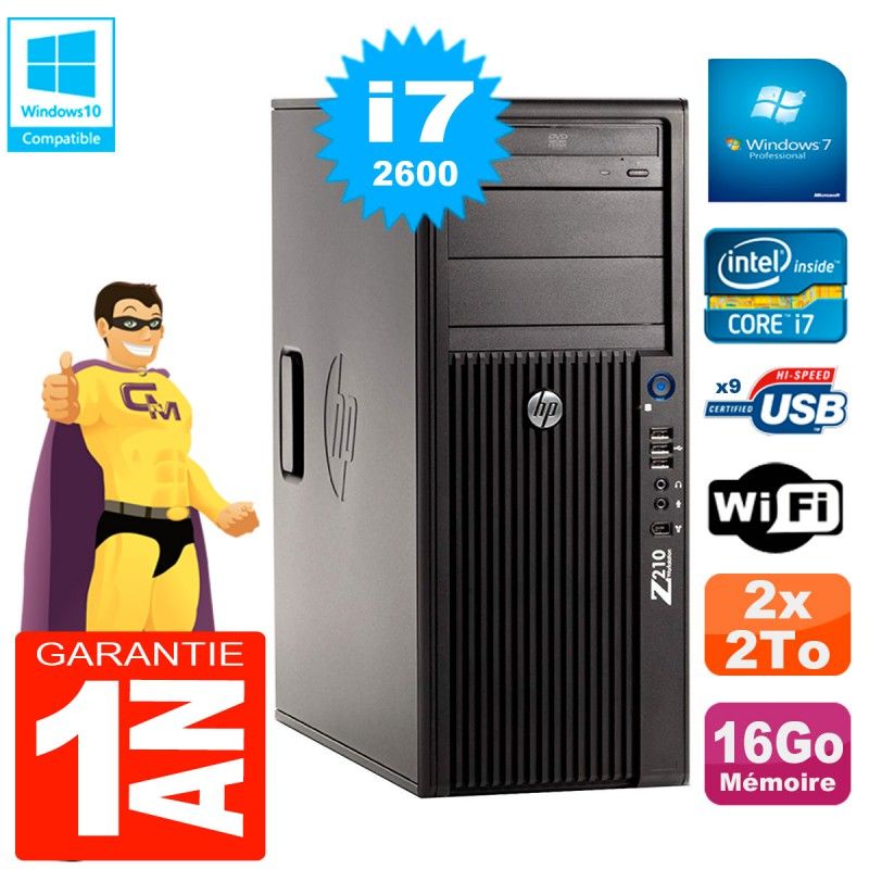 HP WorkStation Z210 Tour - Intel Core i7-2600, 16GB RAM, 2x2TB HDD, Grabadora DVD, WiFi