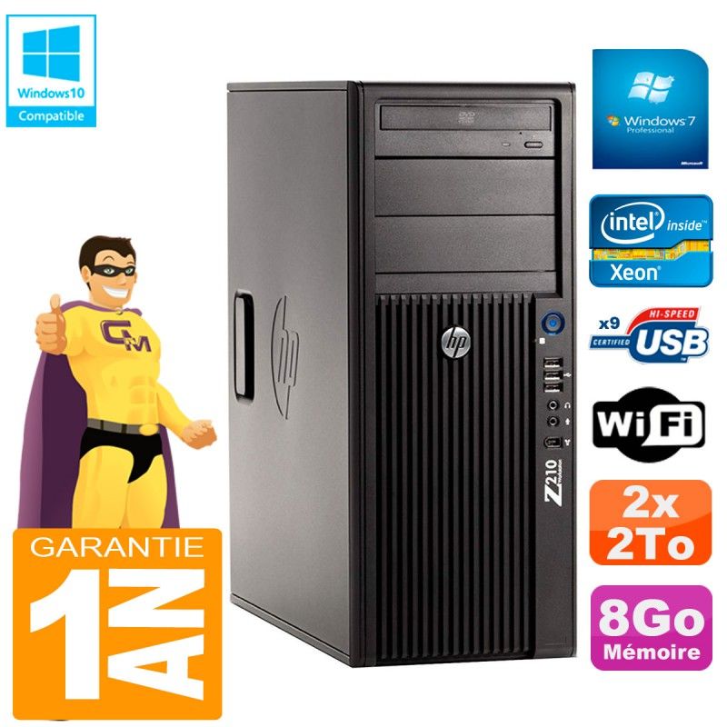 HP WorkStation Z210 Tour - Intel Xeon E3-1240, 8GB RAM, 2x2TB HDD, DVD Burner, WiFi, Windows 7 Pro