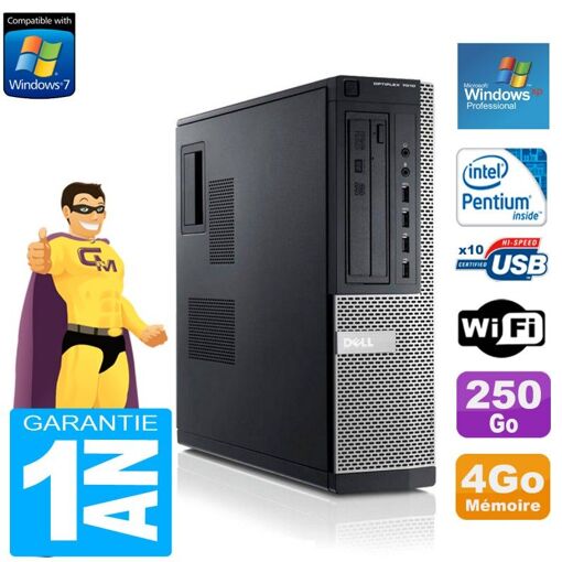 Dell 7010 DT Laptop - Intel Pentium G840, 4GB RAM, 250GB HDD, DVD Drive, WiFi, Windows XP Pro