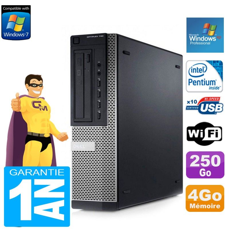 PC de escritorio Dell Optiplex 790 DT - Procesador Intel Pentium G630, 4 GB de RAM, disco duro de 250 GB, lector de DVD, WiFi, Windows XP Pro