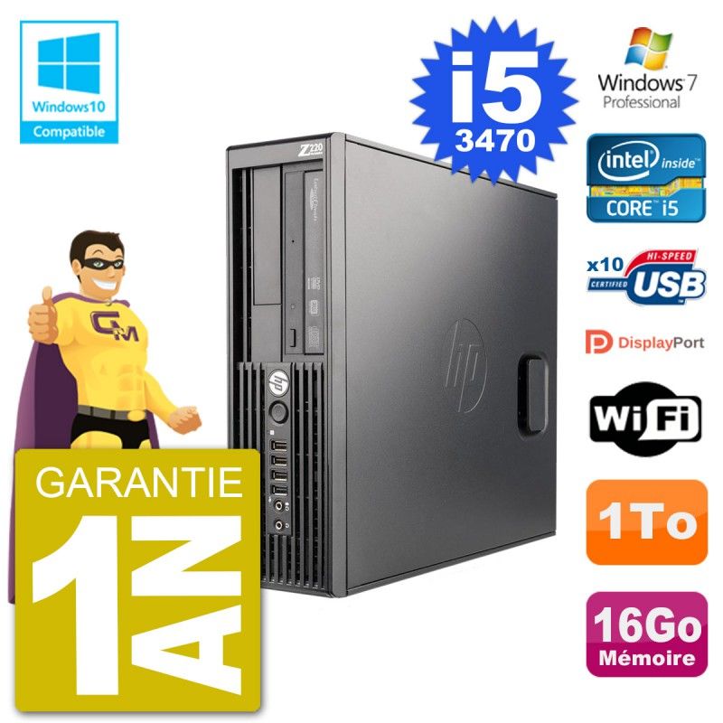 HP WorkStation Z220 SFF Core i5-3470 16GB RAM 1TB HDD DVD Writer WiFi W7