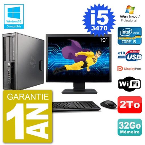 HP Z220 SFF Desktop Computer - 19" Screen, Intel Core i5-3470, 32GB RAM, 2TB HDD, DVD Drive, Wi-Fi, Windows 7 Pro