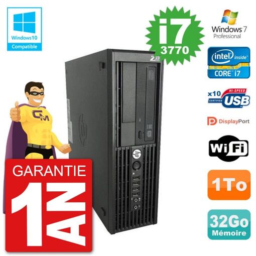 HP WorkStation Z220 SFF Core i7-3770 32GB RAM 1TB HDD DVD Writer WiFi W7