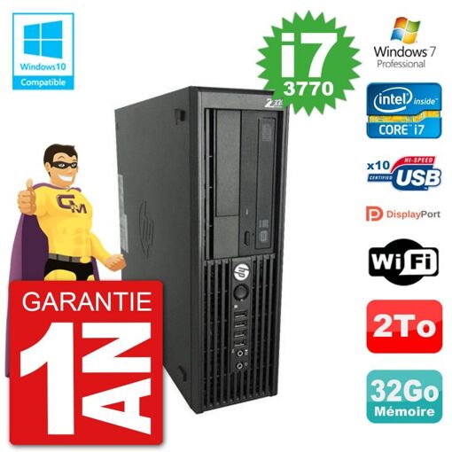 HP WorkStation Z220 SFF Core i7-3770 3.4GHz 4-Core 8MB 32GB DDR3 2TB SATA DVD WiFi W7