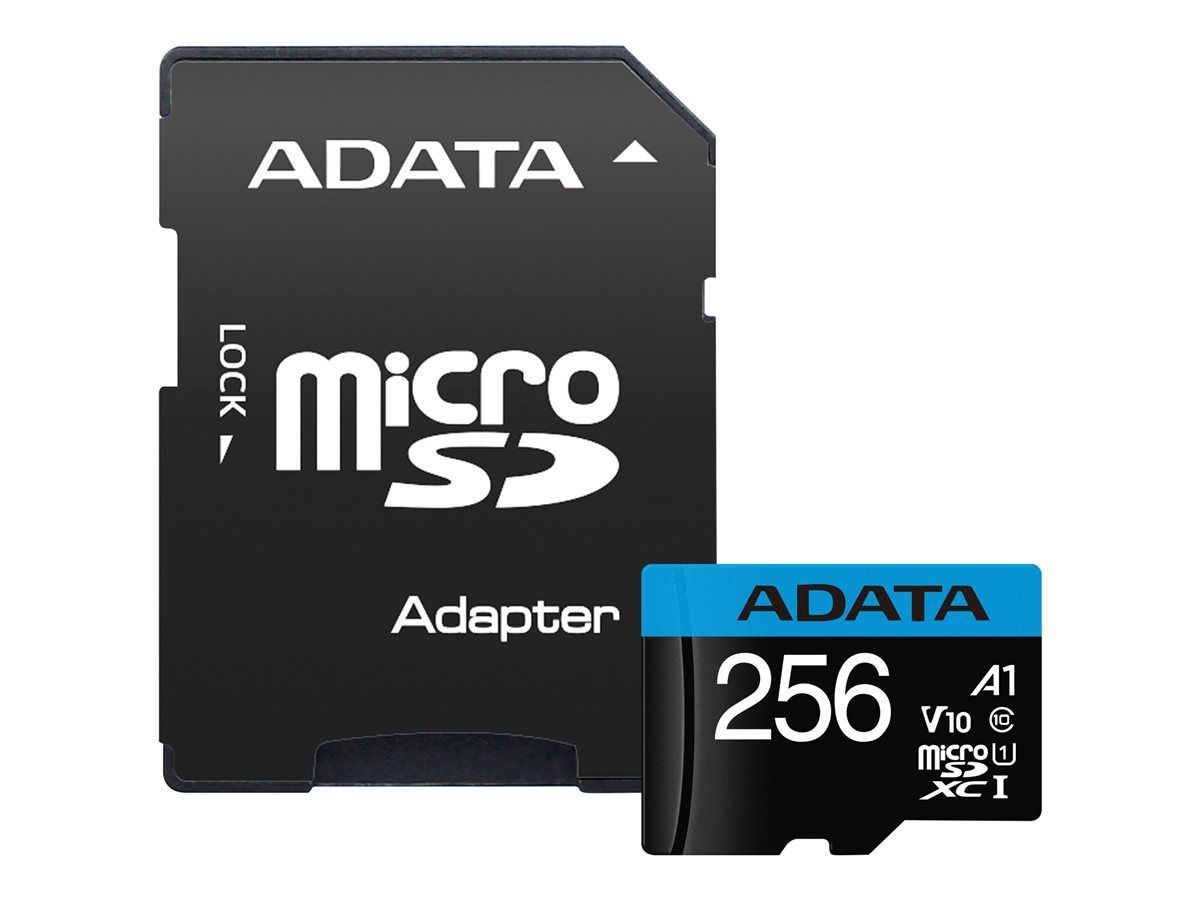 Tarjeta de memoria flash ADATA Premier (adaptador microSDXC a SD incluido) - 256 GB - Clase de vídeo V10 / UHS-I U1 / Clase 10 - microSDXC UHS-I