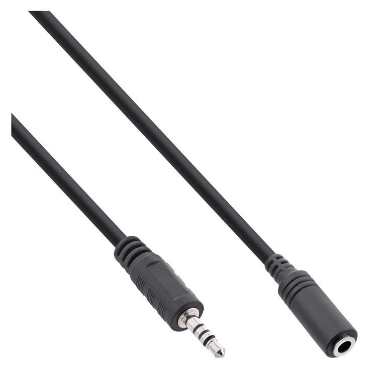 Cable de audio Intos Electrónica InLine - 2 m, macho de 4 polos a hembra mini jack de 4 polos - Negro