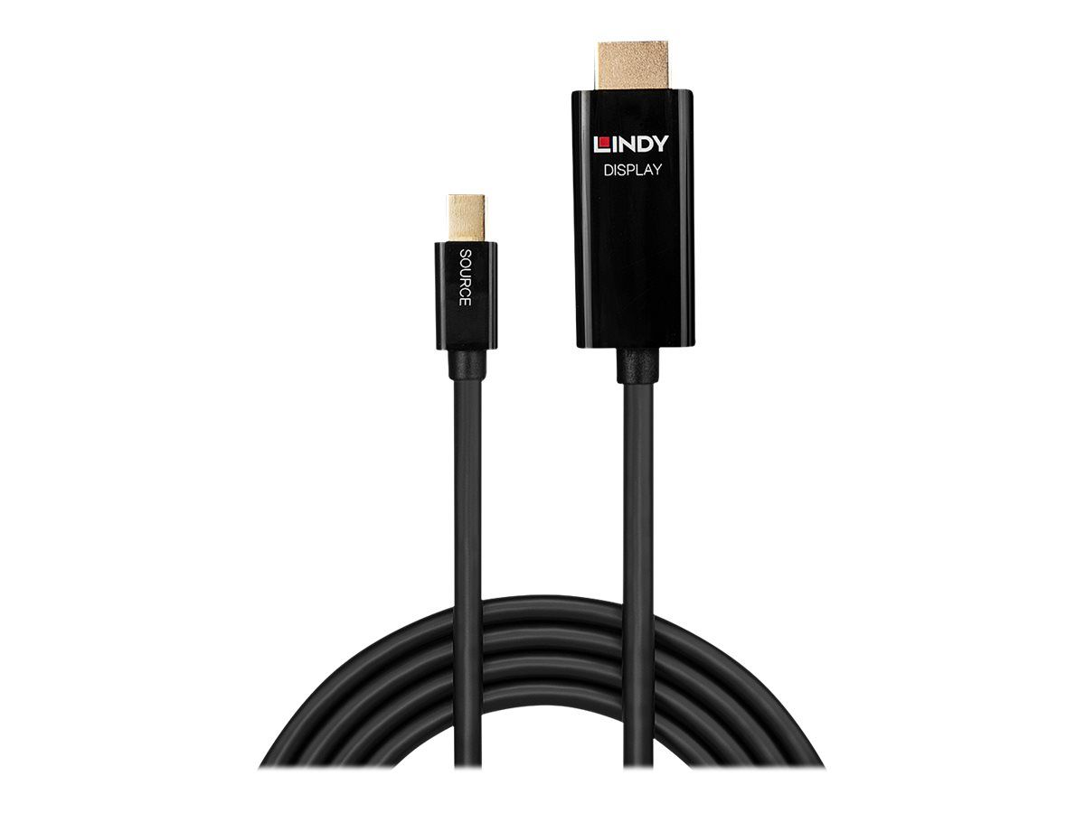 Lindy Adapter Cable - Mini DisplayPort to HDMI - 50cm - Shielded - Black - Round, Locked, 4K Support