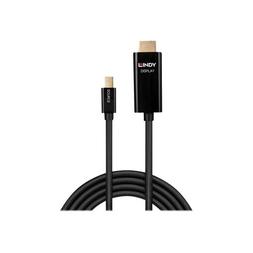 Lindy Adapter Cable - Mini DisplayPort to HDMI - 50cm - Shielded - Black - Round, Locked, 4K Support