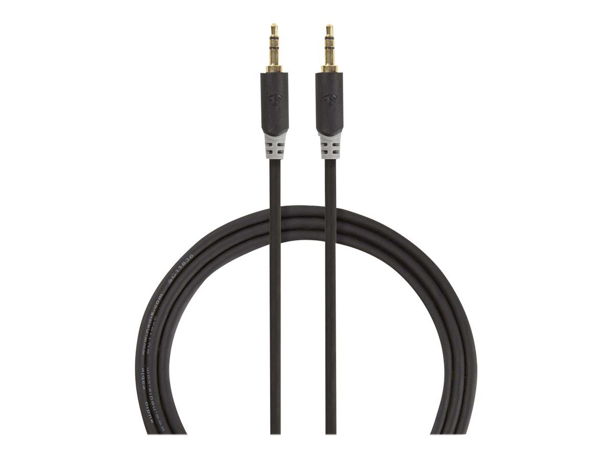 Nedis Audio Cable - 2m, Stereo Mini Jack 3.5mm Male to Male, Charcoal Grey