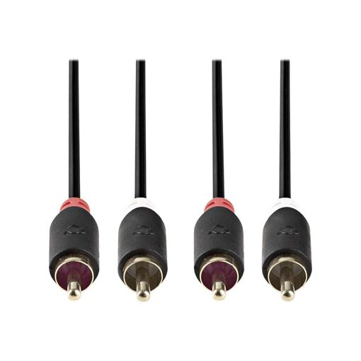 Câble audio Nedis - 5 m, Mâle RCA vers Mâle RCA, Anthracite, Rond