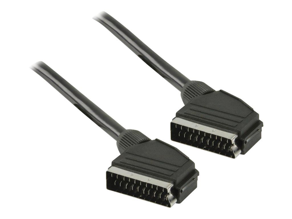 Câble vidéo Nedis SCART mâle incliné vers SCART mâle incliné - 2 m - Noir - Rond