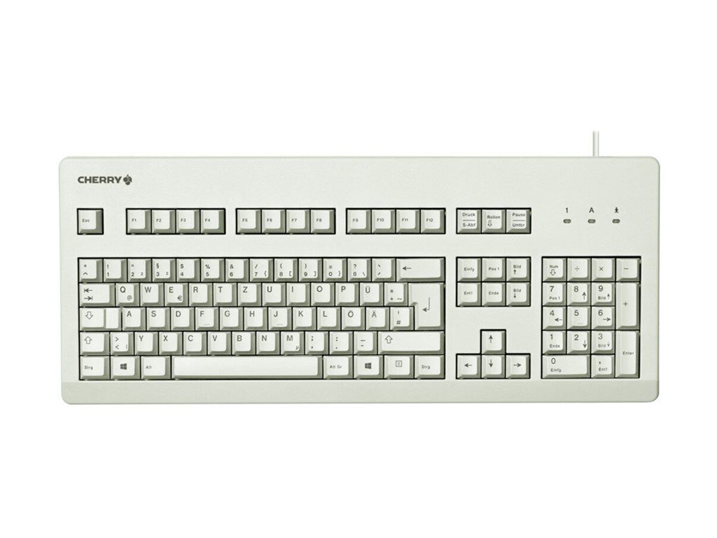 Teclado Cherry G80-3000 - PS/2, USB - EE. UU. - Conmutador: Cherry MX Brown - Gris Claro