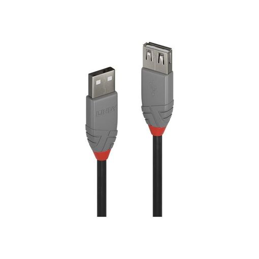 Rallonge de cable Lindy Anthra Line - 5 m, Redonda, Negra