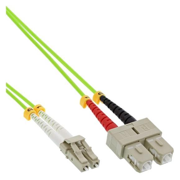 INTOS ELECTRONIC LC Multi-Mode (M) to SC Multi-Mode (M) Connector Cable - 1m - Optical Fiber - Duplex - 50/125 Microns - OM5 - Halogen-Free - Green