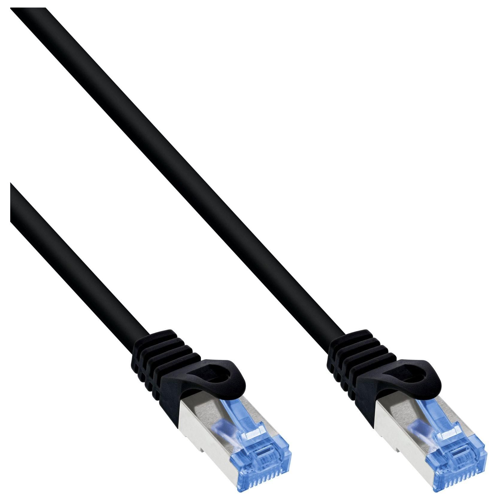 INTOS ELECTRONIC CAT 6a SFTP Cord, 50cm, RJ-45 (M) to RJ-45 (M), Halogen Free, Black