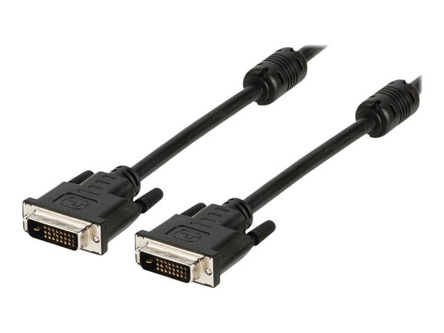 Nedis DVI Cable - 2m, Round, Knurled Nuts - Black