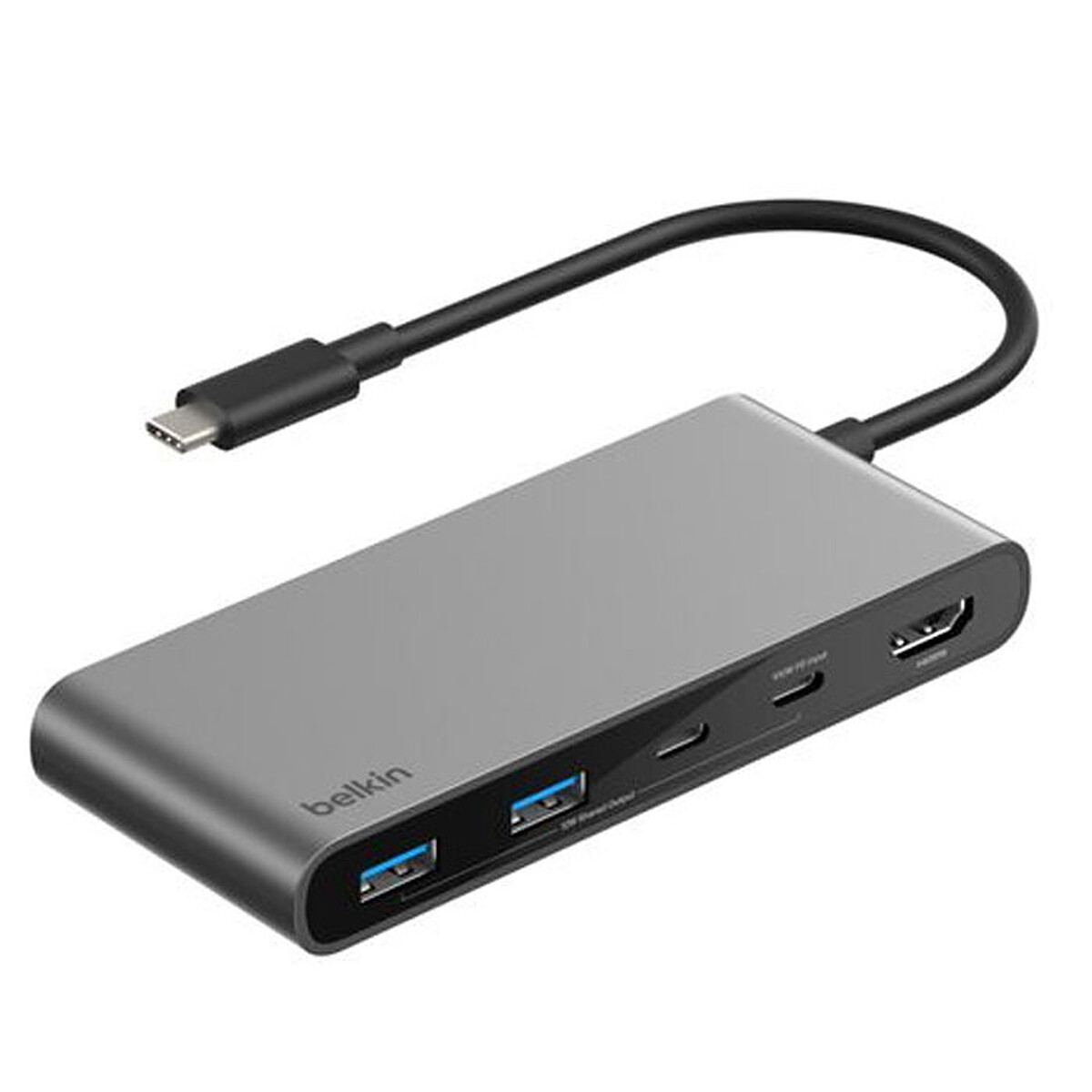 Belkin Connect Hub USB-C avec 1 x HDMI, 2 x USB-C, 2 x USB-A, 1 x carte SD, 1 x carte microSD (Gris)
