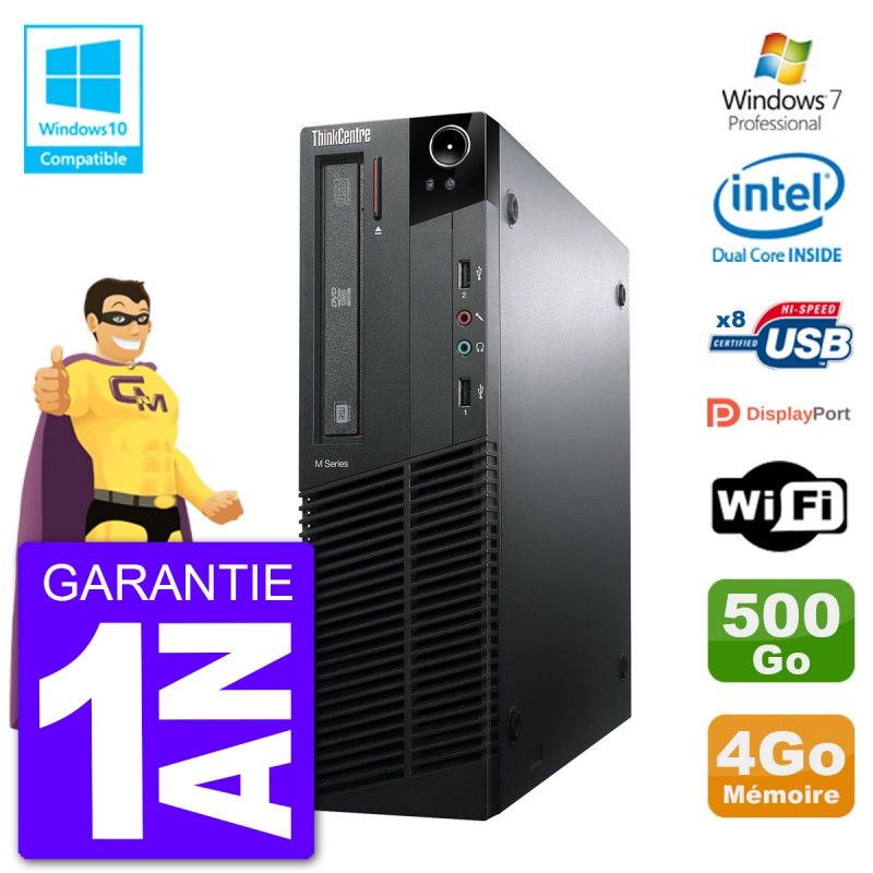 Lenovo ThinkCentre M82 SFF Desktop Computer - Intel Pentium G640 2.8GHz, 4GB RAM, 500GB HDD, DVD Drive, WiFi, Windows 7 Pro